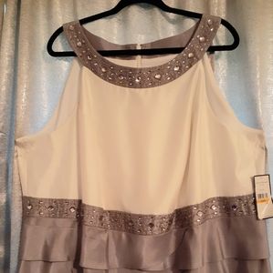 Formal White and Silver Ruffle Dress